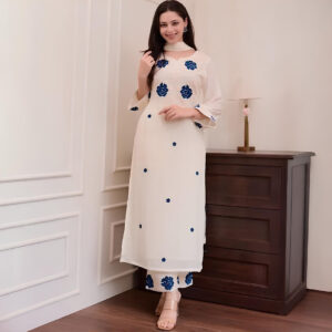 Kurta With Dupatta And Bottomwear (Cream color)