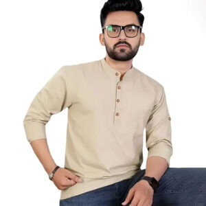 Men's Slim Fit Full Sleeve Cotton Short Kurta Pack of 1