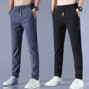 Premium Men's High Stretch Skinny Lycra Pants (Buy 1 Get 1 Free – Black & Gray)