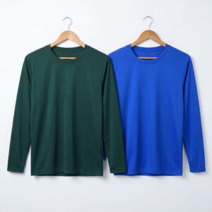 Round Neck Solid T-Shirt for Men (Green & Royal Blue, S) (Pack of 2)