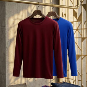 Round Neck Solid T-Shirt for Men (Blue & Maroon, S) (Pack of 2)