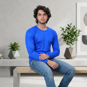 Men’s Royal Blue Solid Round Neck T-Shirt