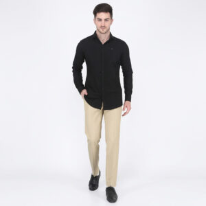 Cream Cotton-Blend Men’s Slim Trousers (Size 28)