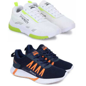 Men’s Sports Shoes White & Blue – Pack of 2