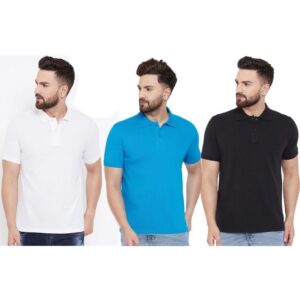Men’s Cotton-Blend Polo T-Shirt Combo (Pack of 3)