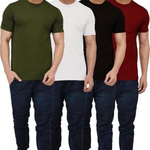 Men’s Round Neck T-Shirts – Multicolor Pack of 4