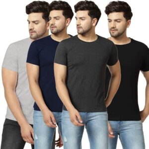 Men’s Round Neck T-Shirts – Multicolor Pack of 4