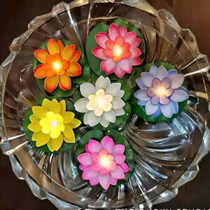 Flameless Lotus Flower Water Sensor Led Diyas (Pack of 6)