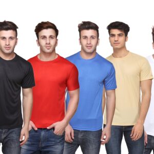 Ketex Polyester Dri-Fit Half Sleeves Round Neck T-Shirt ( Pack of 4 )