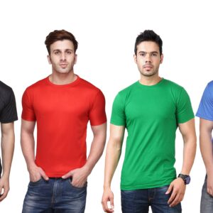 Ketex Polyester Dri-Fit Half Sleeves Round Neck T-Shirt ( Pack of 4 )