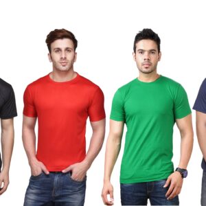 Ketex Polyester Dri-Fit Half Sleeves Round Neck T-Shirt ( Pack of 4 )