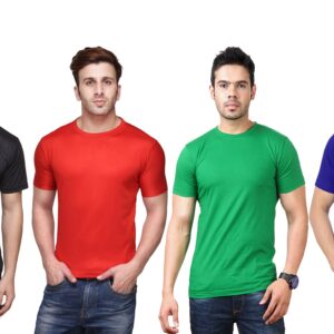 Ketex Polyester Dri-Fit Half Sleeves Round Neck T-Shirt ( Pack of 4 )