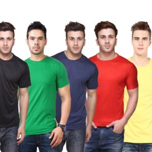 Ketex Polyester Dri-Fit Half Sleeves Round Neck T-Shirt ( Pack of 4 )