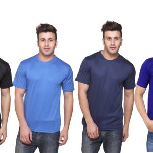 Ketex Polyester Dri-Fit Half Sleeves Round Neck T-Shirt ( Pack of 4 )