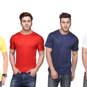 Ketex Polyester Dri-Fit Half Sleeves Round Neck T-Shirt ( Pack of 4 )
