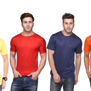 Ketex Polyester Dri-Fit Half Sleeves Round Neck T-Shirt ( Pack of 4 )
