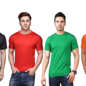 Ketex Polyester Dri-Fit Half Sleeves Round Neck T-Shirt ( Pack of 4 )