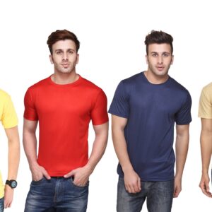 Ketex Polyester Dri-Fit Half Sleeves Round Neck T-Shirt ( Pack of 4 )