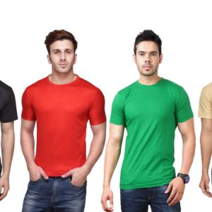 Ketex Polyester Dri-Fit Half Sleeves Round Neck T-Shirt ( Pack of 4 )