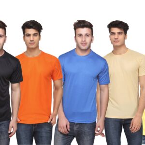 Ketex Polyester Dri-Fit Half Sleeves Round Neck T-Shirt ( Pack of 4 )
