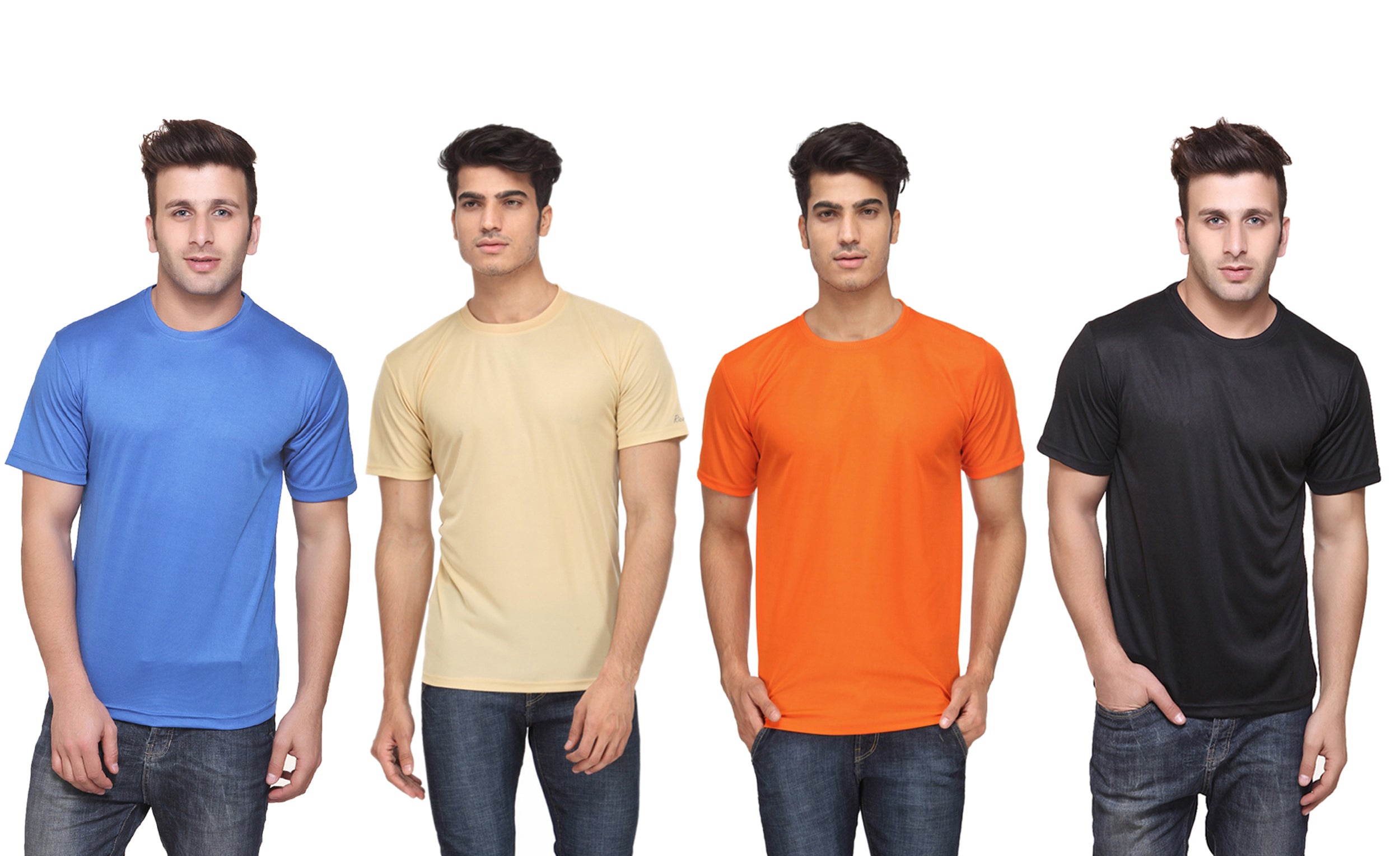 Ketex Polyester Dri-Fit Half Sleeves Round Neck T-Shirt ( Pack of 4 )