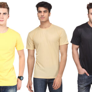 Ketex Round Neck Men's Polyester Blend Dri Fit T-Shirts (Pack of 3)