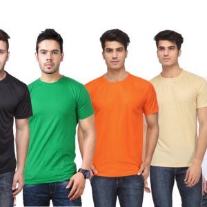 Ketex Polyester Dri-Fit Half Sleeves Round Neck T-Shirt ( Pack of 4 )