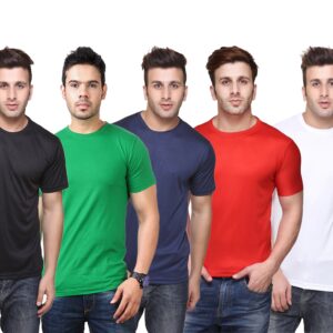 Ketex Polyester Dri-Fit Half Sleeves Round Neck T-Shirt ( Pack of 4 )