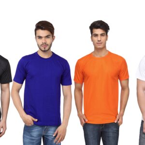 Ketex Polyester Dri-Fit Half Sleeves Round Neck T-Shirt ( Pack of 4 )