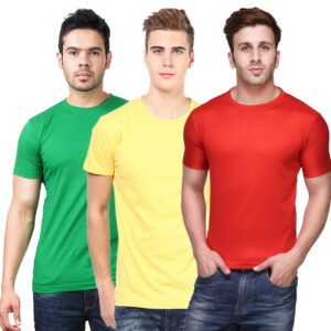 Ketex Round Neck Men's Polyester Blend Dri Fit T-Shirts (Pack of 3)
