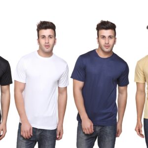 Ketex Polyester Dri-Fit Half Sleeves Round Neck T-Shirt ( Pack of 4 )