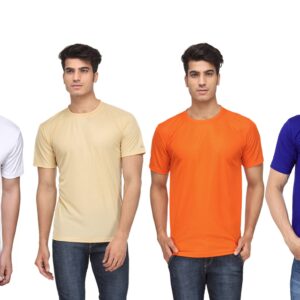 Ketex Polyester Dri-Fit Half Sleeves Round Neck T-Shirt ( Pack of 4 )