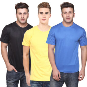 Ketex Round Neck Men's Polyester Blend Dri Fit T-Shirts (Pack of 3)