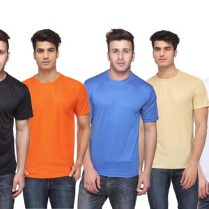 Ketex Polyester Dri-Fit Half Sleeves Round Neck T-Shirt ( Pack of 4 )