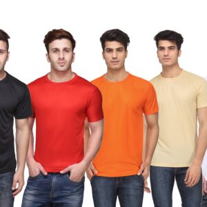 Ketex Polyester Dri-Fit Half Sleeves Round Neck T-Shirt ( Pack of 4 )