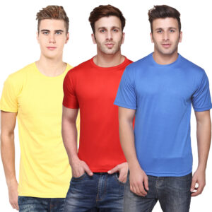 Ketex Round Neck Men's Polyester Blend Dri Fit T-Shirts (Pack of 3)