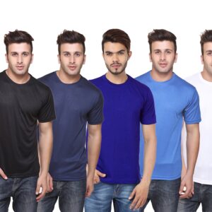Ketex Polyester Dri-Fit Half Sleeves Round Neck T-Shirt ( Pack of 4 )