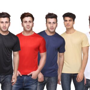 Ketex Polyester Dri-Fit Half Sleeves Round Neck T-Shirt ( Pack of 4 )