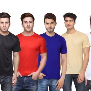 Ketex Polyester Dri-Fit Half Sleeves Round Neck T-Shirt ( Pack of 4 )