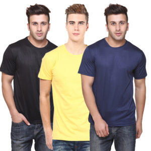 Ketex Round Neck Men's Polyester Blend Dri Fit T-Shirts (Pack of 3)