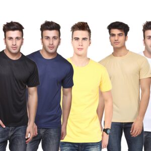 Ketex Polyester Dri-Fit Half Sleeves Round Neck T-Shirt ( Pack of 4 )
