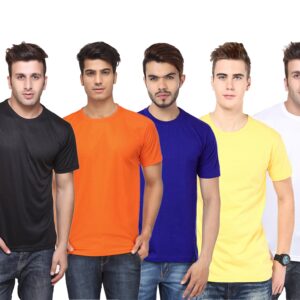 Ketex Polyester Dri-Fit Half Sleeves Round Neck T-Shirt ( Pack of 4 )