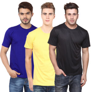 Ketex Round Neck Men's Polyester Blend Dri Fit T-Shirts (Pack of 3)