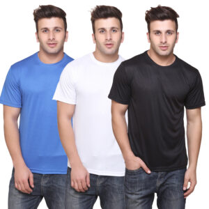 Ketex Round Neck Men's Polyester Blend Dri Fit T-Shirts (Pack of 3)