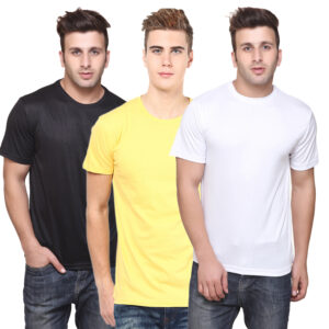 Ketex Round Neck Men's Polyester Blend Dri Fit T-Shirts (Pack of 3)