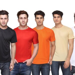 Ketex Polyester Dri-Fit Half Sleeves Round Neck T-Shirt ( Pack of 4 )