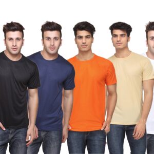 Ketex Polyester Dri-Fit Half Sleeves Round Neck T-Shirt ( Pack of 4 )