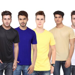 Ketex Polyester Dri-Fit Half Sleeves Round Neck T-Shirt ( Pack of 4 )