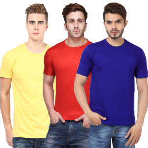 Ketex Round Neck Men's Polyester Blend Dri Fit T-Shirts (Pack of 3)