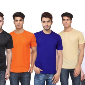 Ketex Polyester Dri-Fit Half Sleeves Round Neck T-Shirt ( Pack of 4 )